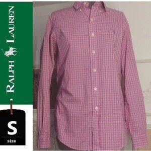 Ralph Lauren plaid pink and blue dress shirt. Small